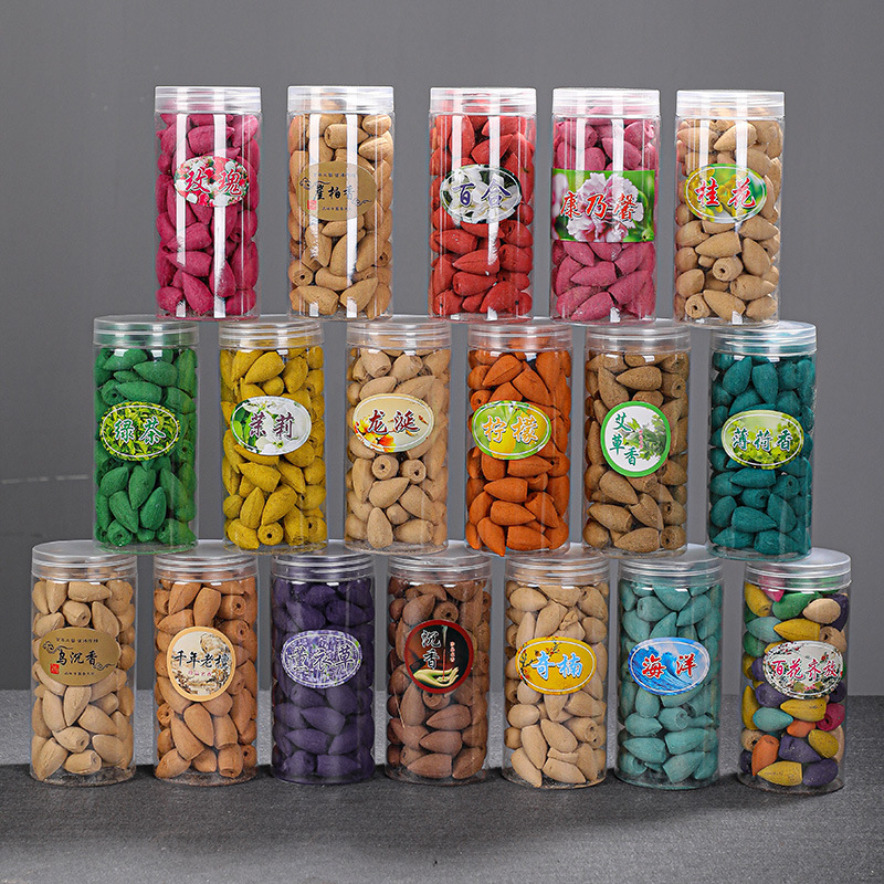 大号罐装倒流香粒檀香艾草沉香小号锥香香粒香薰高山流水观烟塔香