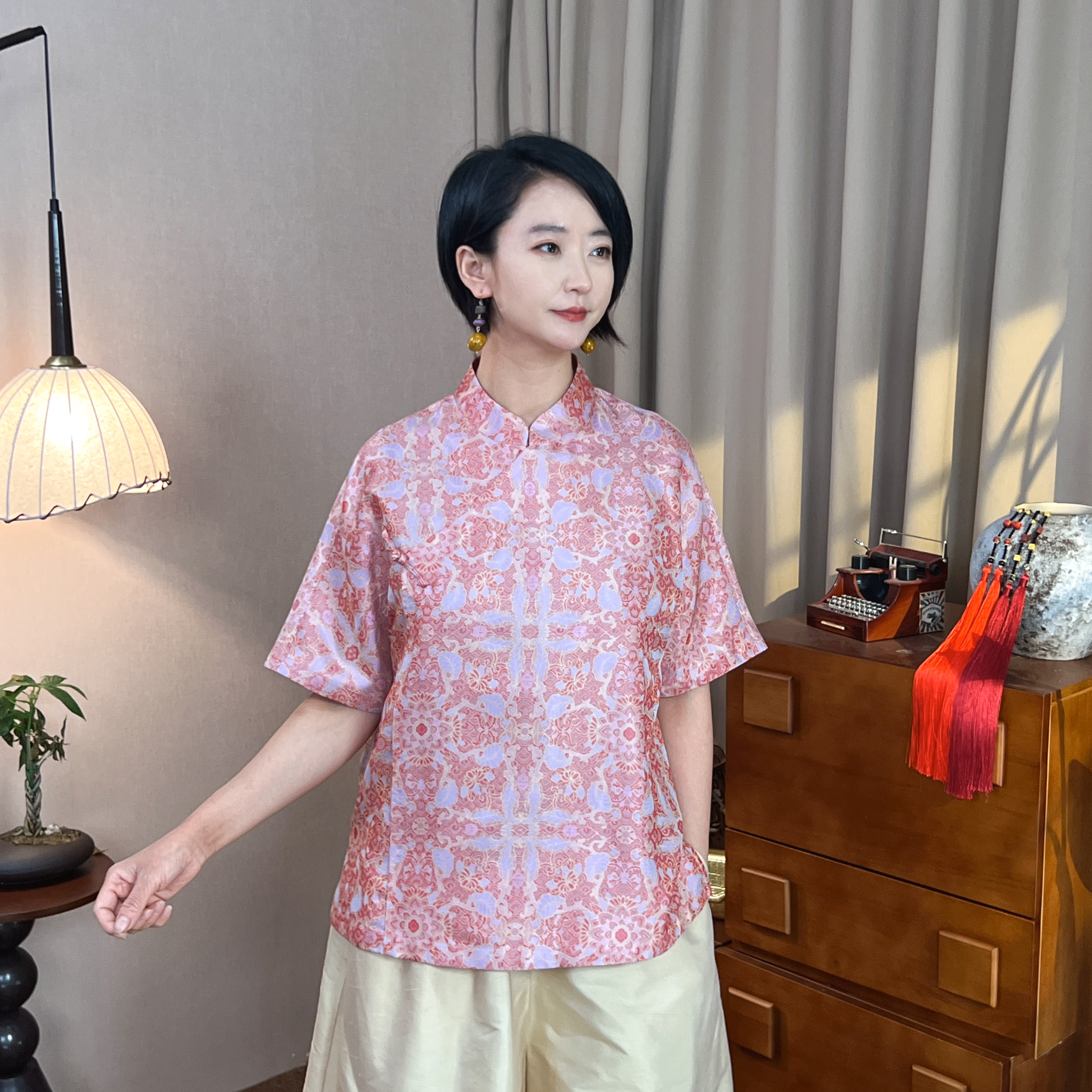 多元国风 锦官院古蜀锦胡德银老师罗彩鳞宝相花上衣C20338