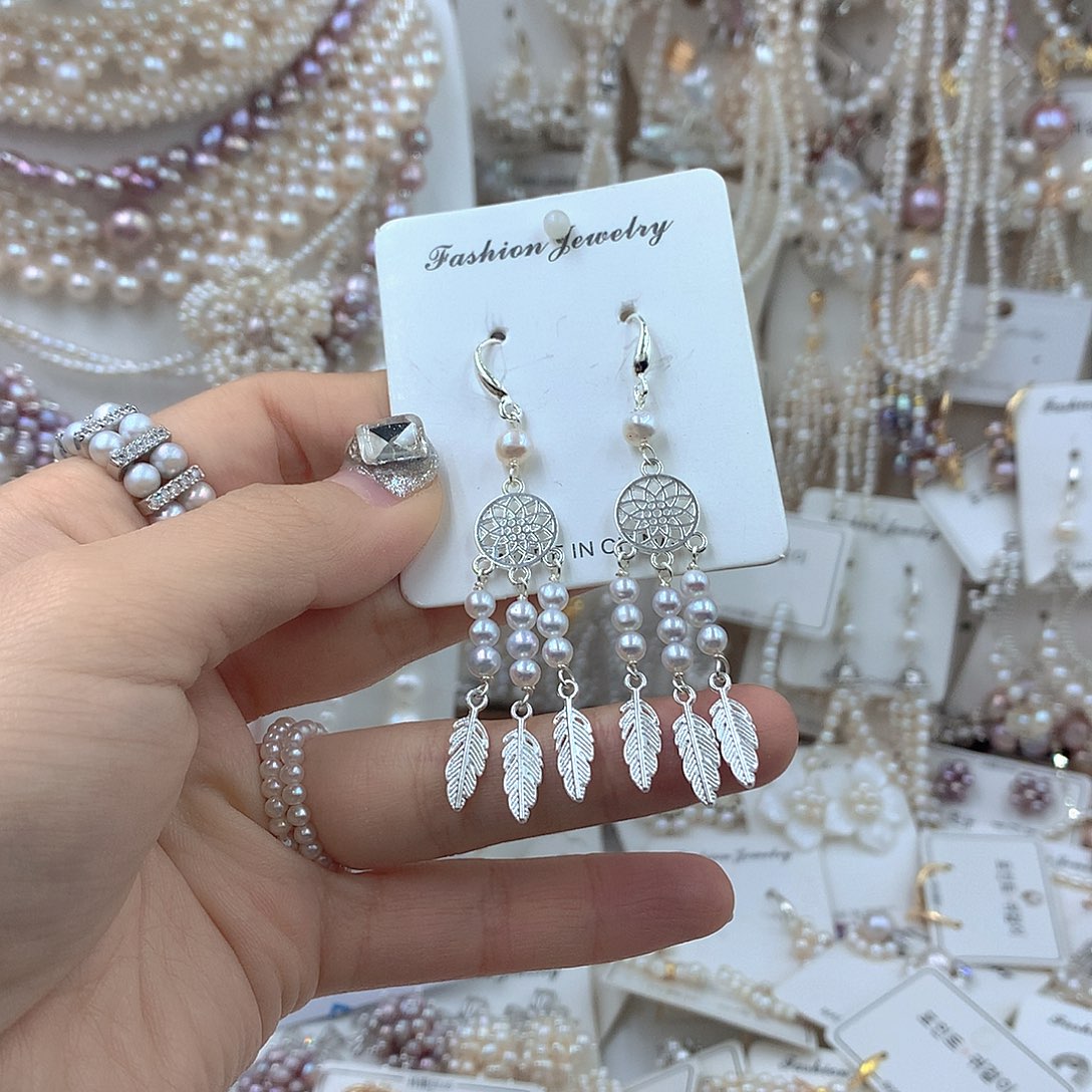 淡水珍珠耳饰银S925镶嵌