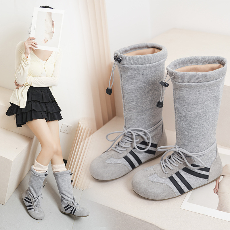 2025复古拳击靴女户外平底中筒马丁靴休闲德训鞋秋季帅气绑带短靴