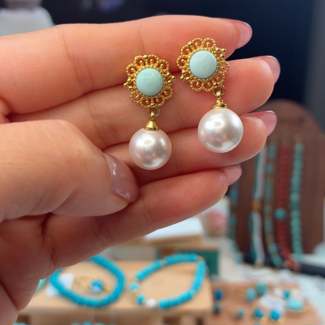 绿松石合金耳饰耳环