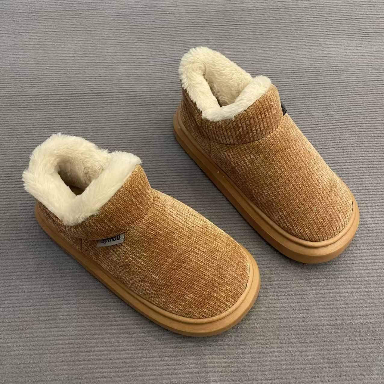 男款家居灯芯绒棉鞋