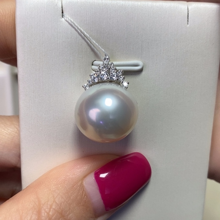 海水珍珠吊坠(不含链)18K金镶嵌