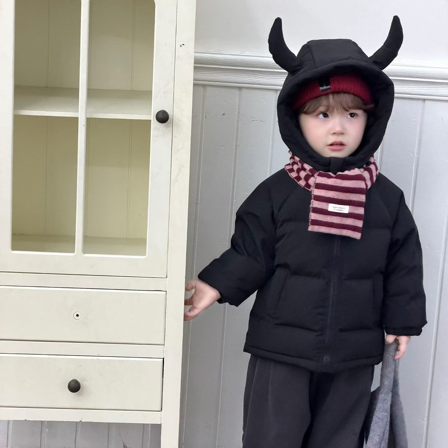 甜右满满冬季新款90白鸭绒小恶魔羽绒服外套