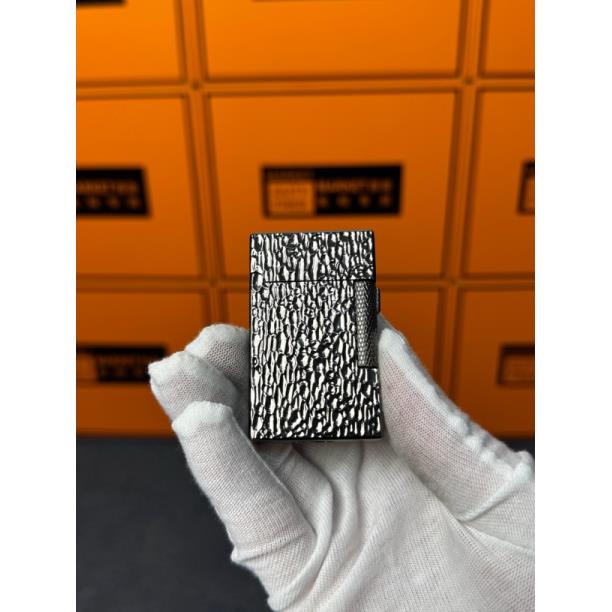 黑色金属浮雕双面陨石坑双火防风直冲高端打火机侧滑朗声机经典