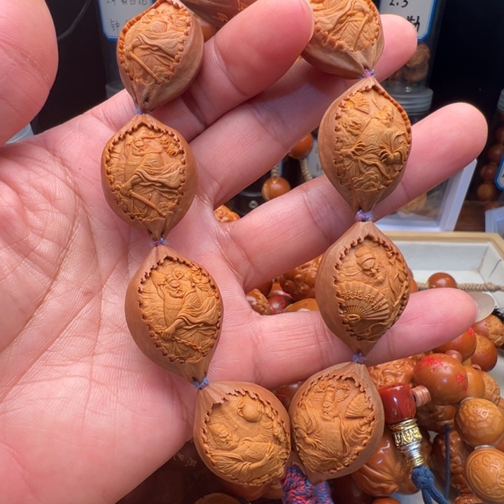 橄榄核手串/手链2.3铁核四花钟馗带手工经文