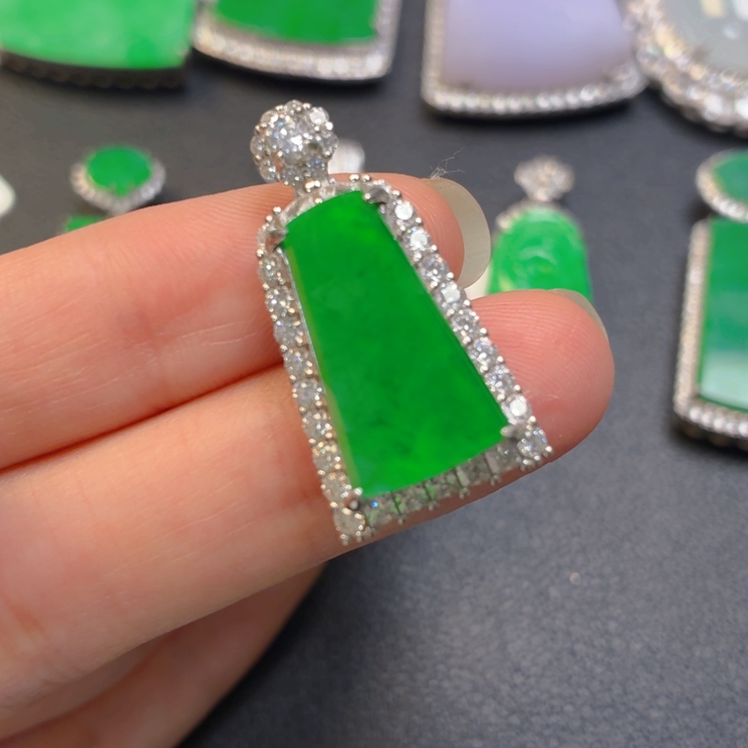 翡翠银S925镶嵌吊坠(不含链)