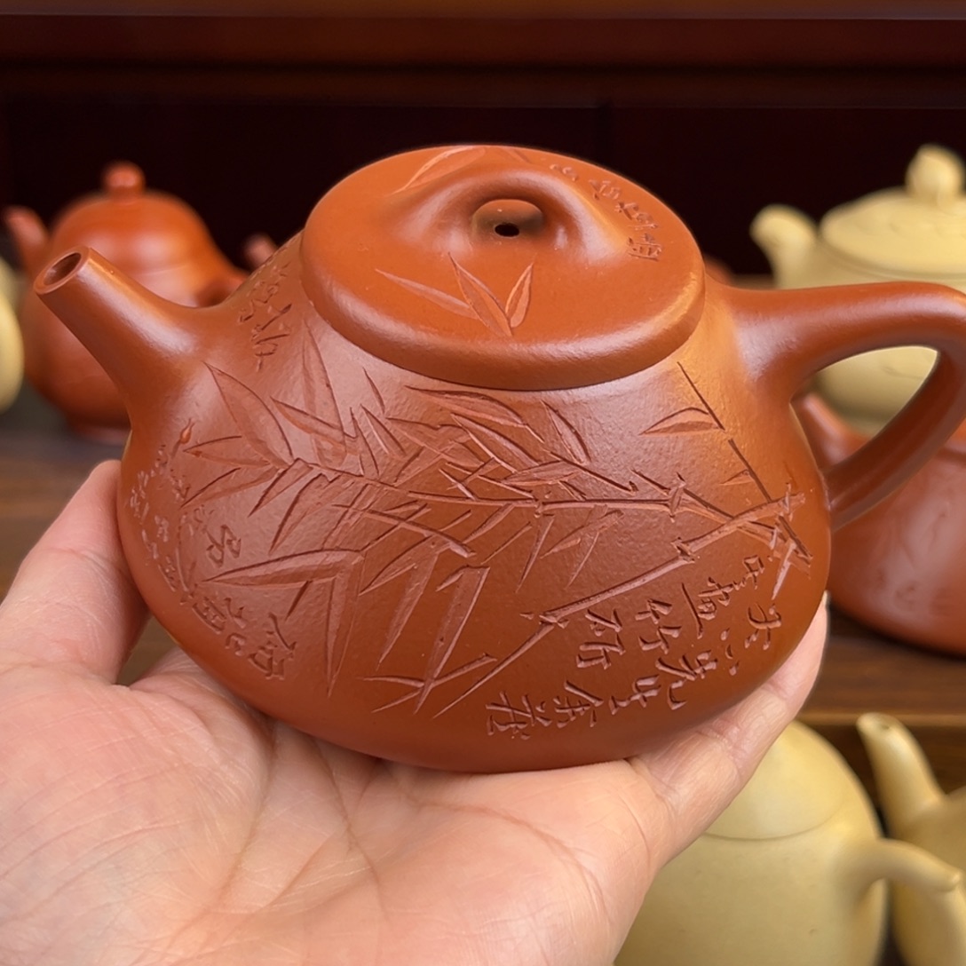 老***.紫砂茶壶朱泥子冶石瓢全手251cc