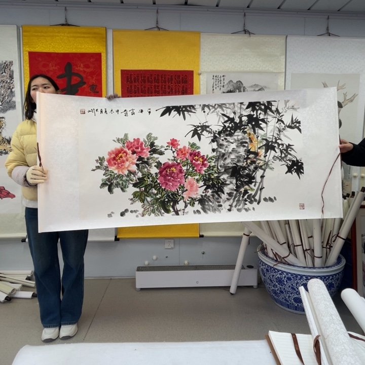 书法党老师牡丹牡丹，张老师牡丹