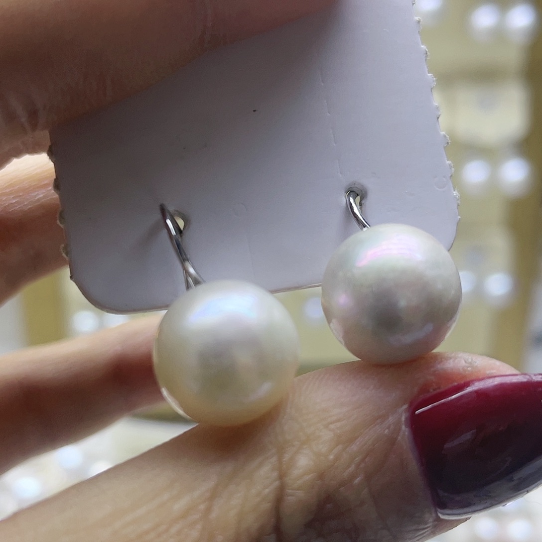 淡水珍珠耳饰银S925镶嵌