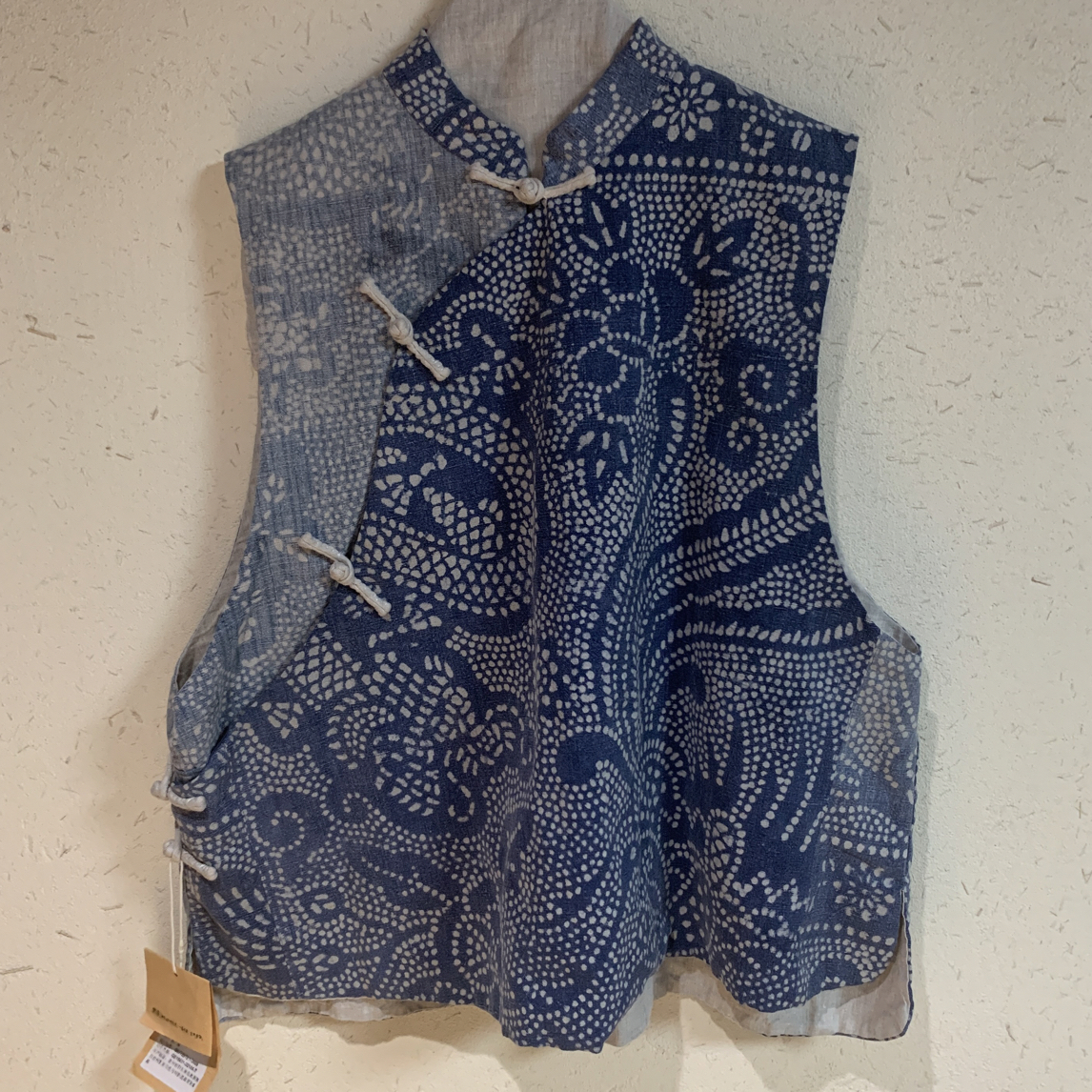 二囍古朴2509161土布斜襟盘扣背心