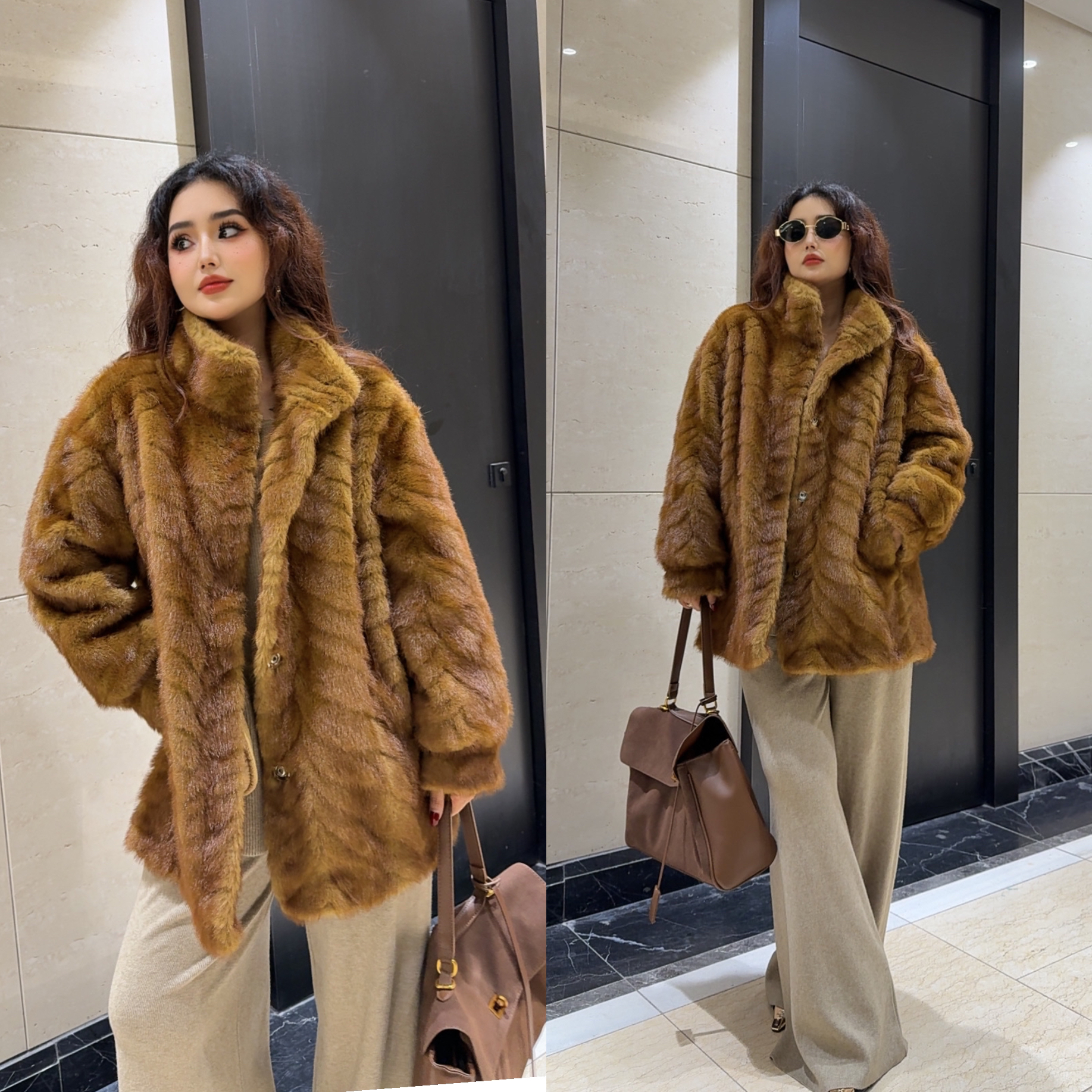 新款环保皮草女2025冬季高级感仿水貂毛毛毛外套