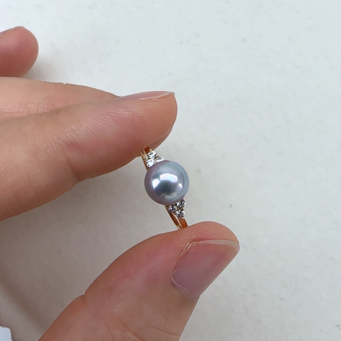 海水珍珠戒指18K金镶嵌