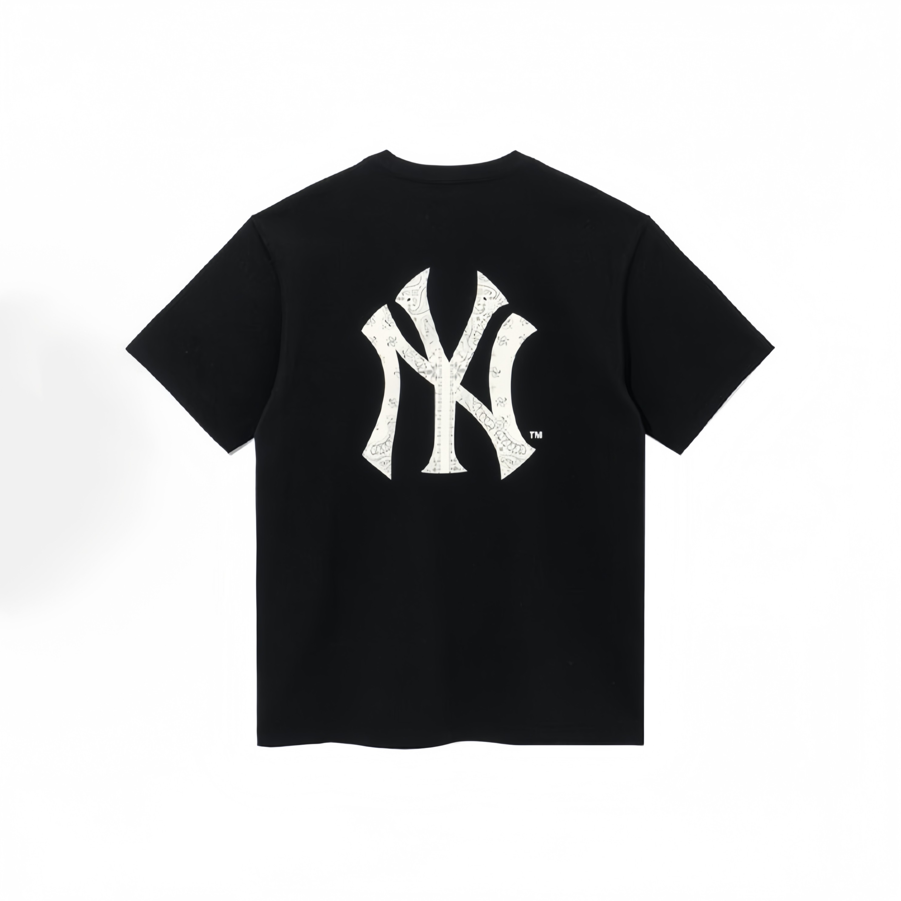 NEW ERAxMLB系列 纽约洋基队圆领腰果花短袖T恤 男女同款 黑色