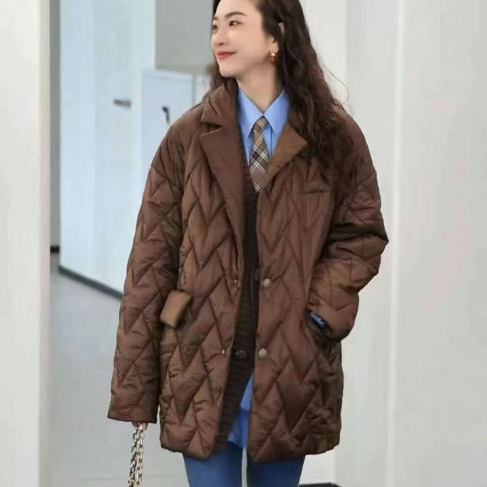 （不退换）5400878巧克力色菱格新雪丽棉服