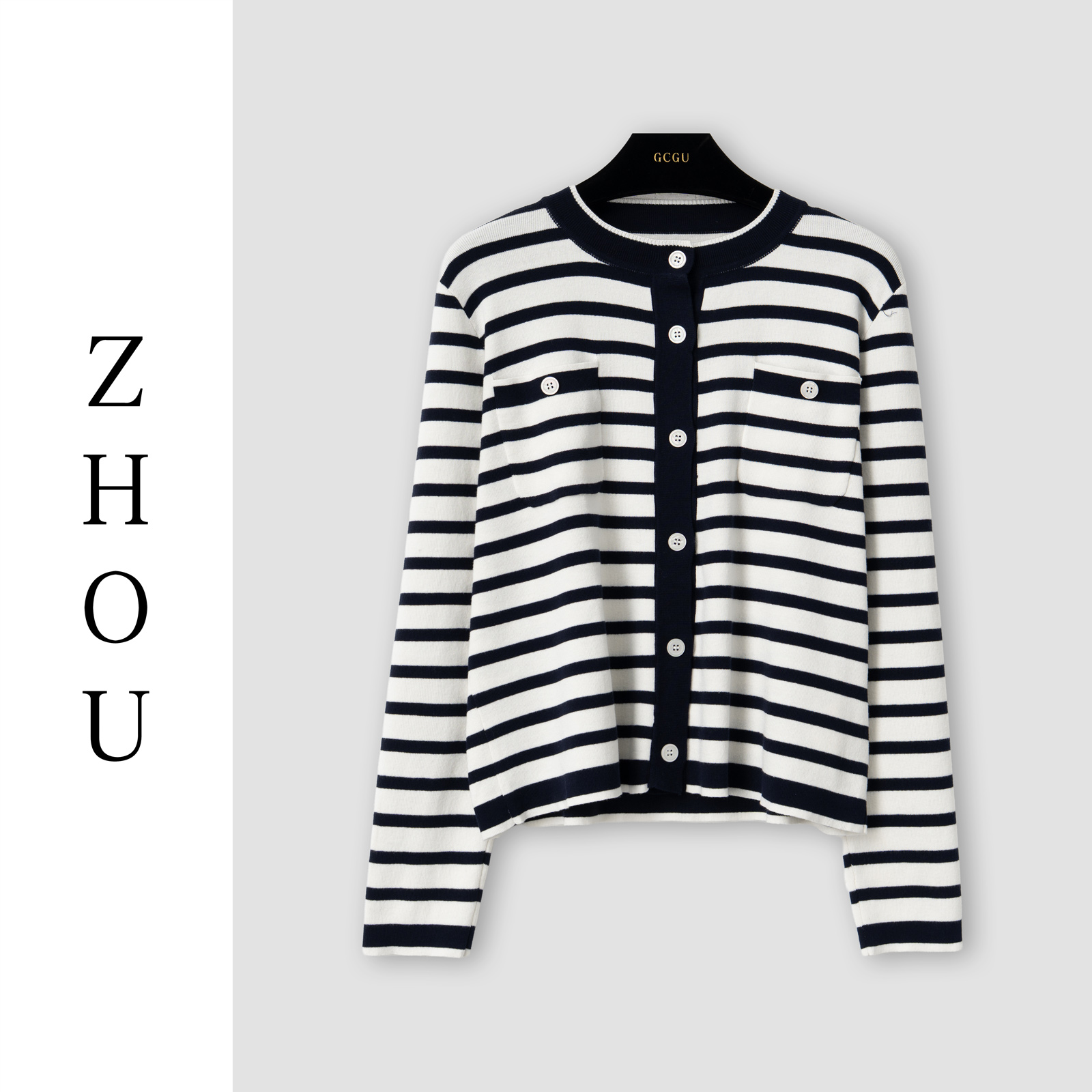 （周哥甄选）蓝白条上衣-19210