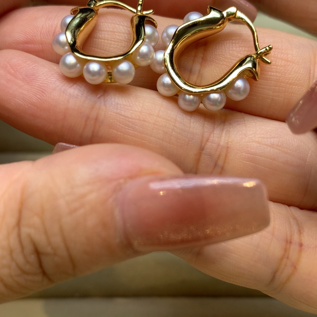 银S925镶嵌耳饰海水珍珠