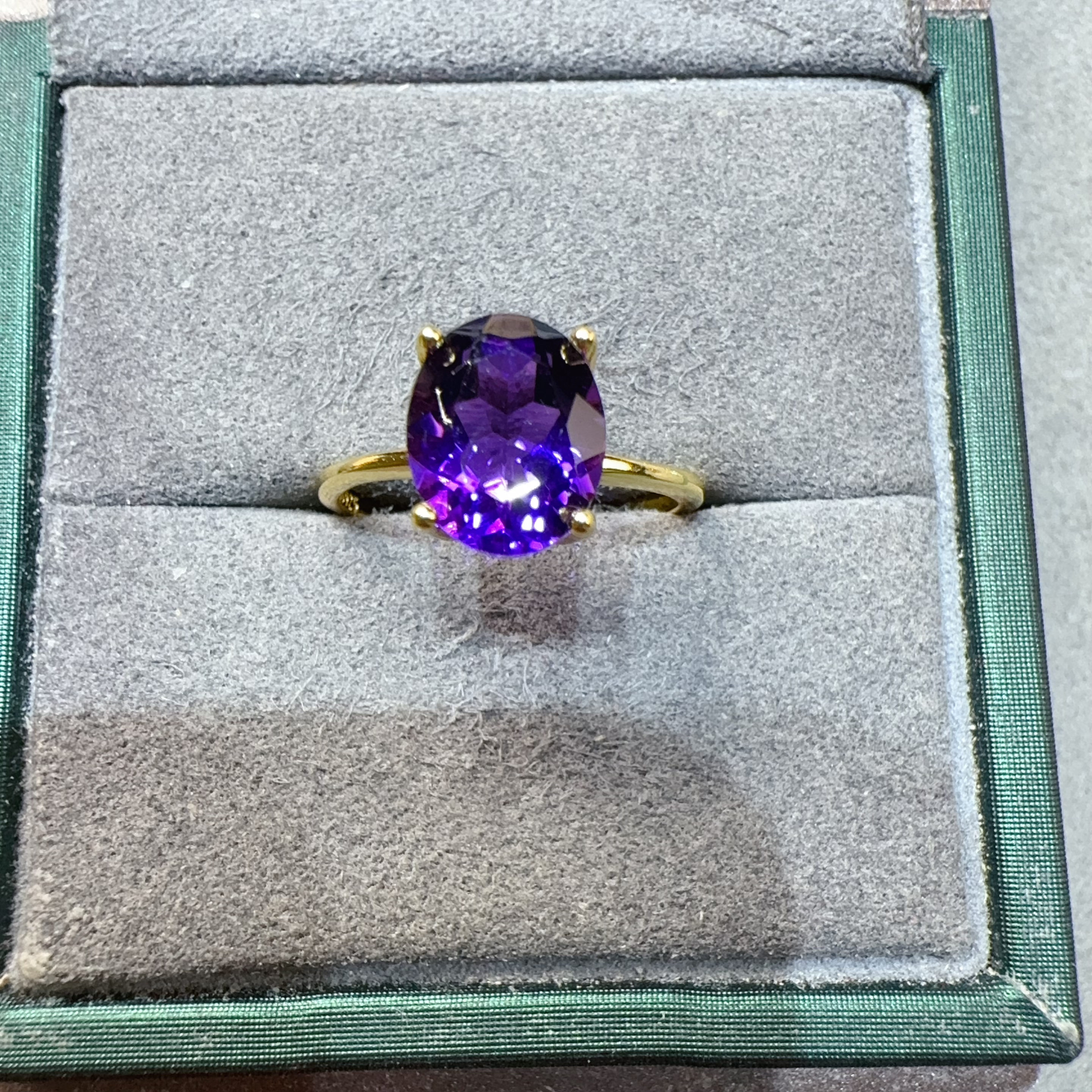 高订紫水晶戒指S925银镶嵌活口经典大方