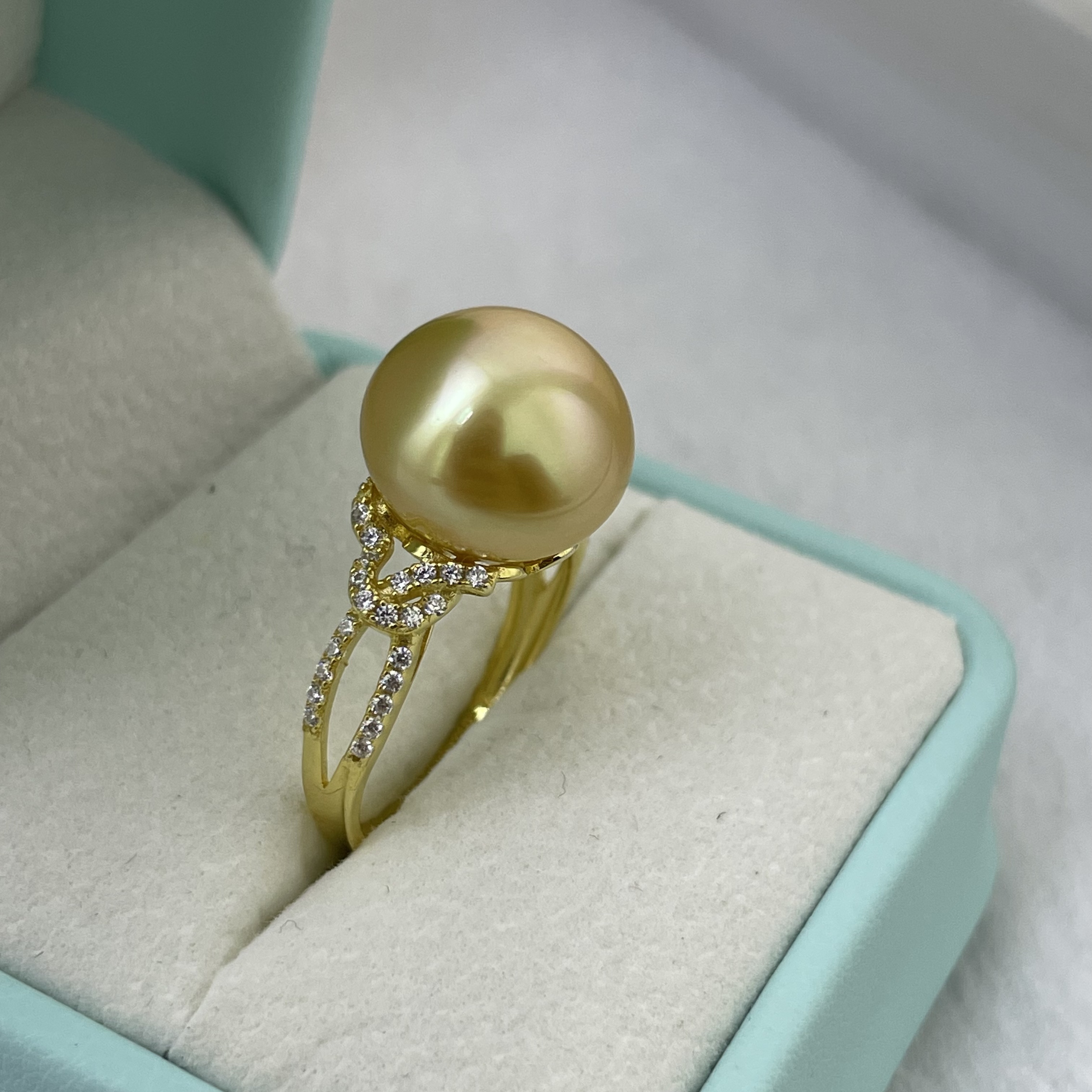 天然海水南洋金珠戒指12-13mm时尚百搭日常