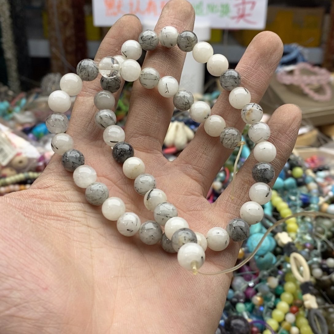 玛瑙/玉髓未镶嵌珠宝半成品一条黑发晶L347