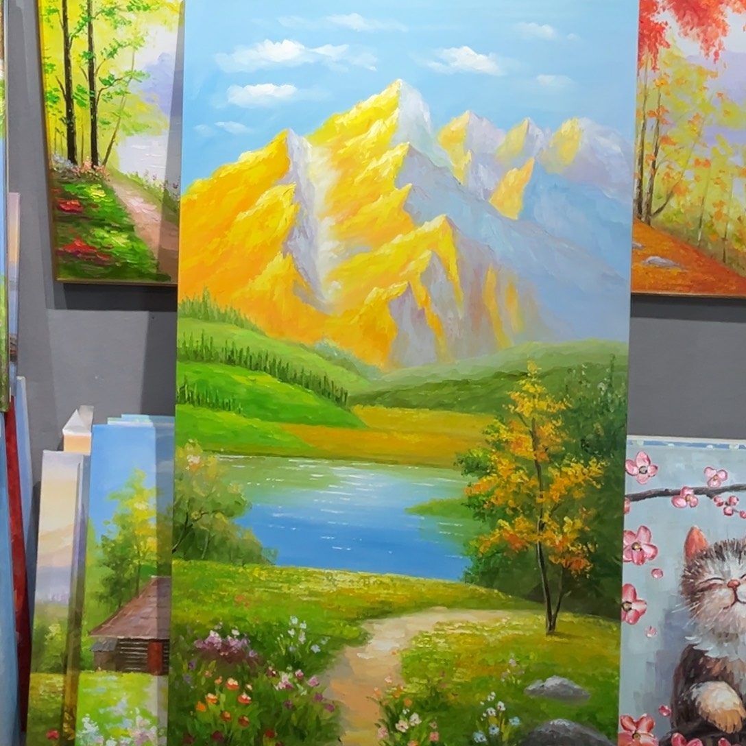 横款70x140纯手工油画