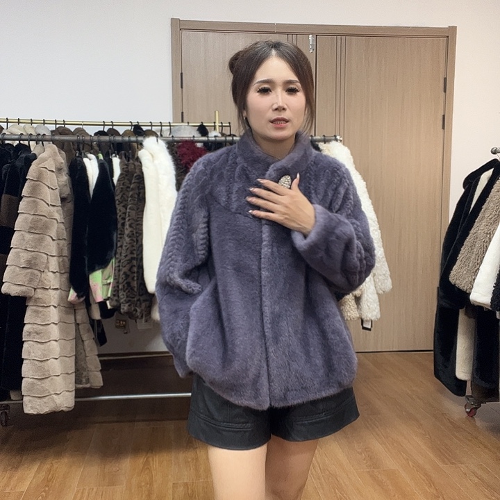 皮毛一体外套女中长款