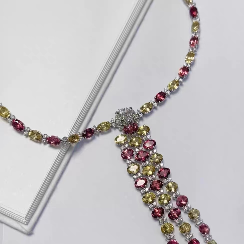 99新 GUCCI/古驰 小花6欢 古驰 高定珠宝系列  满钻彩宝项链