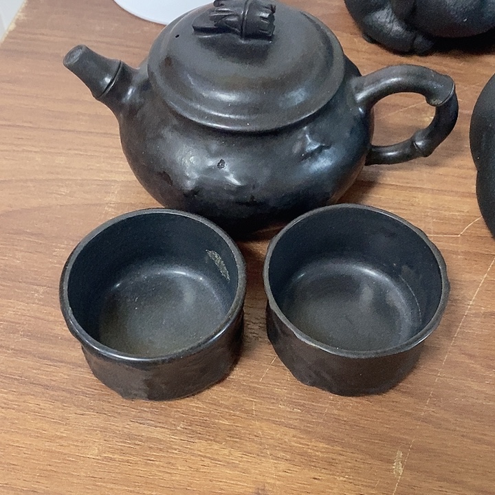 冰碛岩石雕竹节壶一壶两杯