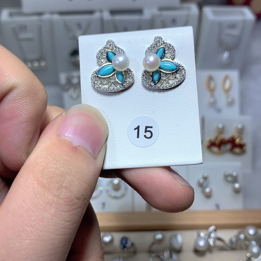 淡水珍珠耳饰银S925镶嵌