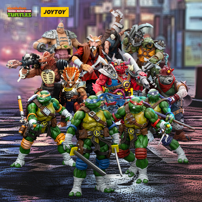 JOYTOY/暗源忍者龟系列正版授权套组 成品可动模型玩具人偶