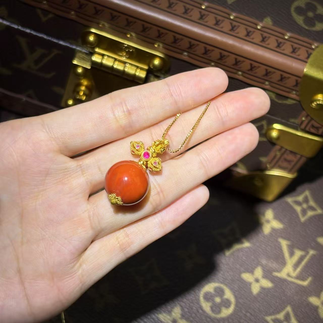 【华林宝哥】S925银 南红 火焰纹吊坠 H48