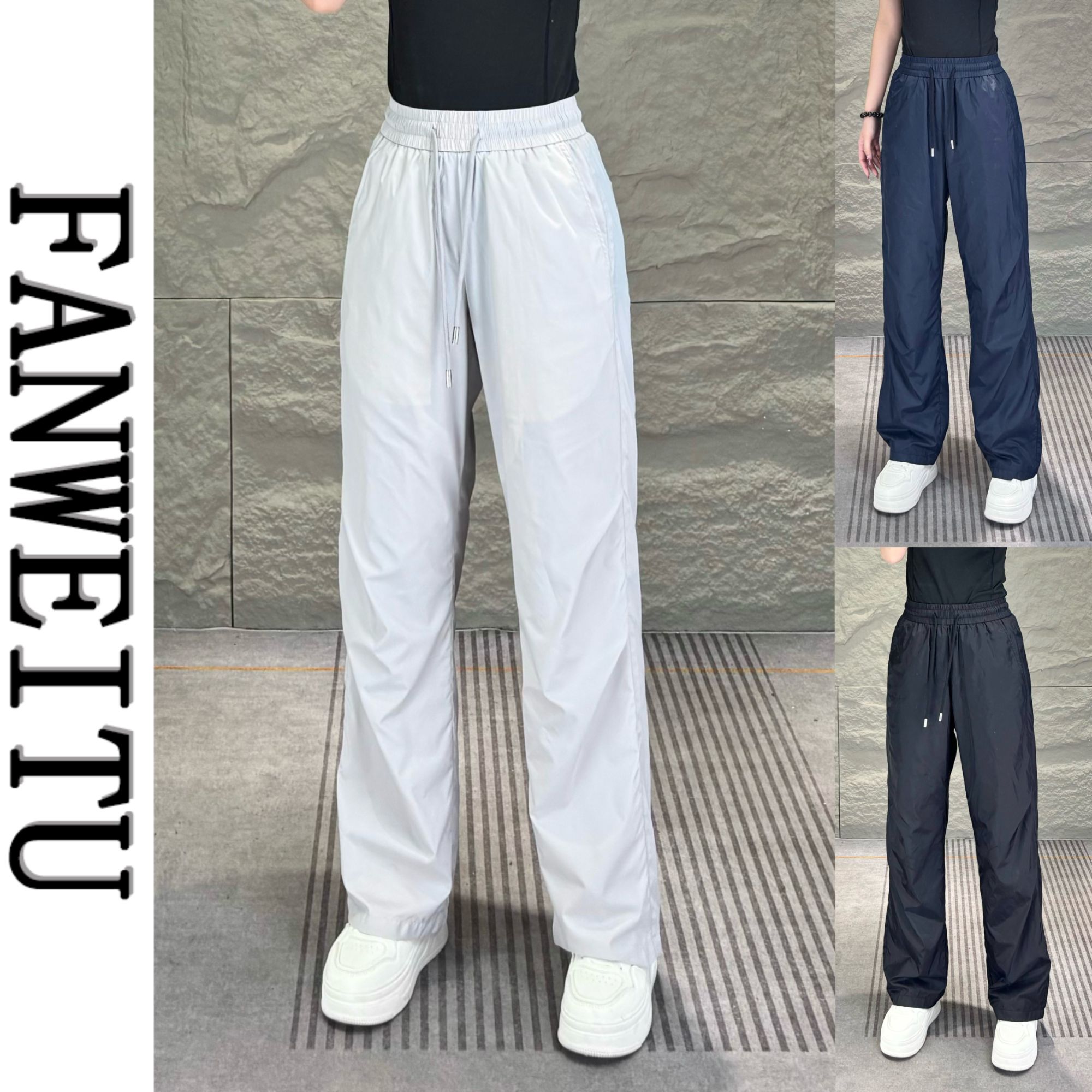 夏季新款男士轻薄速干户外宽松休闲裤亲肤垂感直筒运动男裤6812