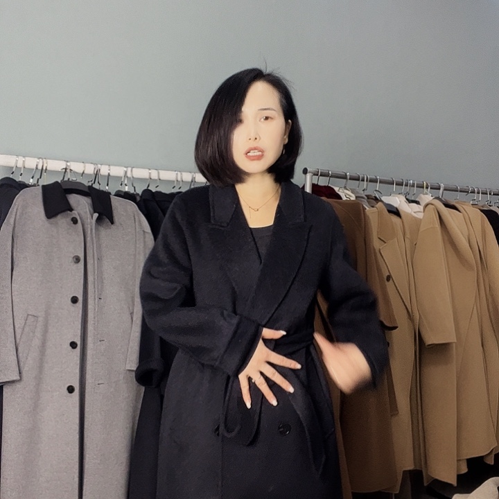双面呢大衣灰色M码