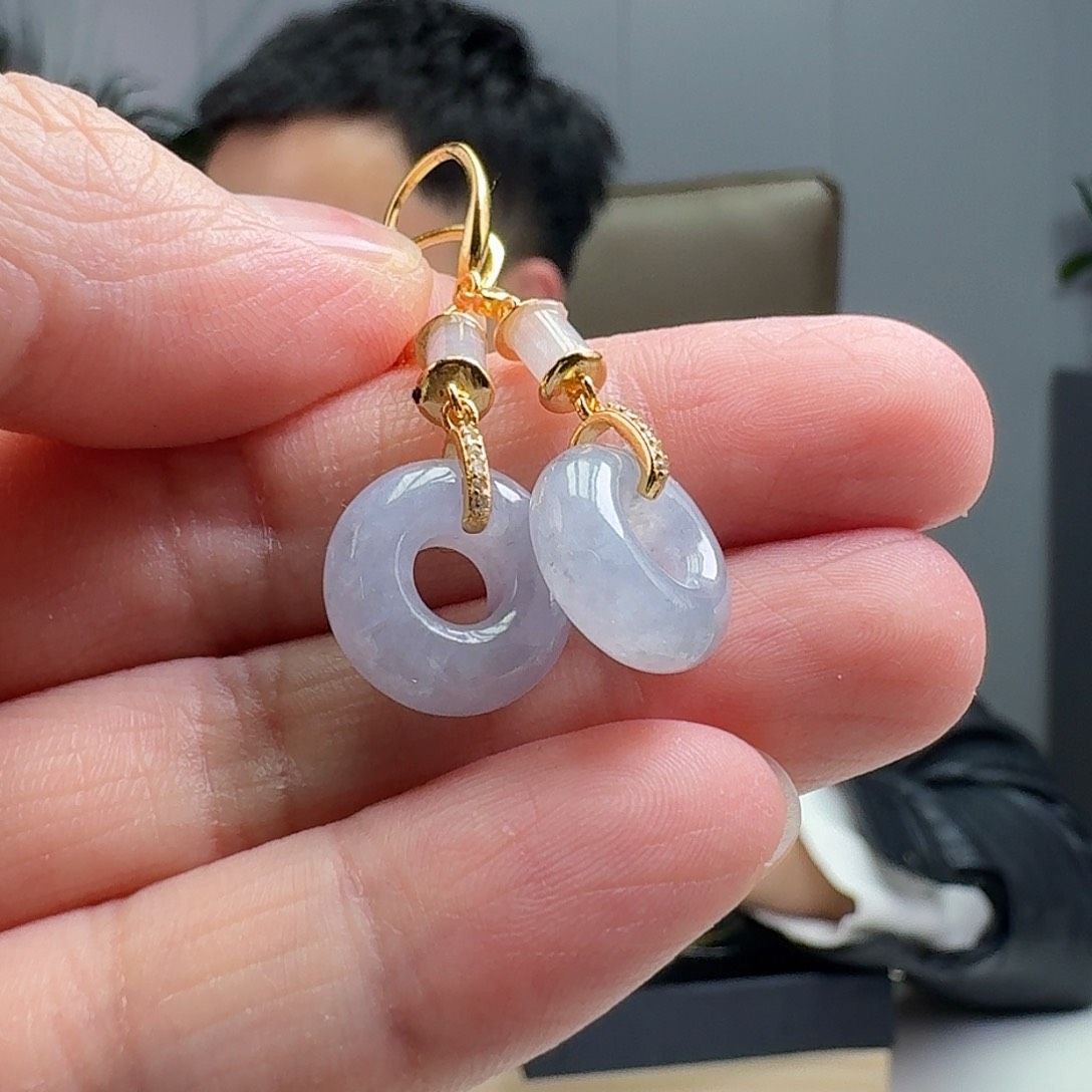 翡翠耳饰银S925镶嵌天然