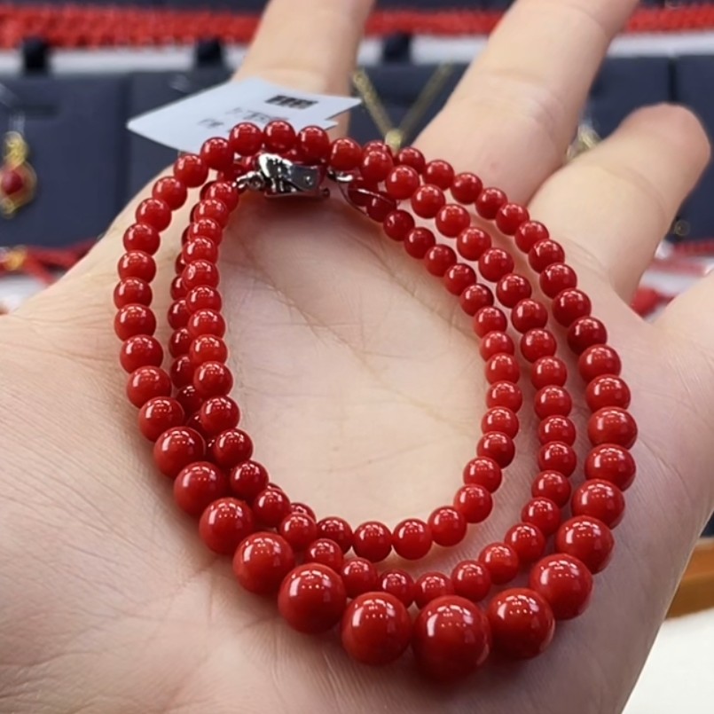 天然宝石红珊瑚项链