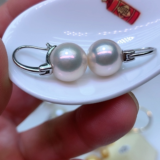 银S925镶嵌淡水珍珠耳饰