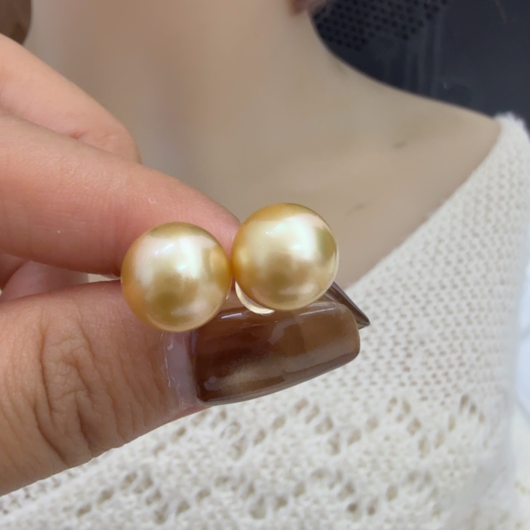 银S925镶嵌海水珍珠耳饰