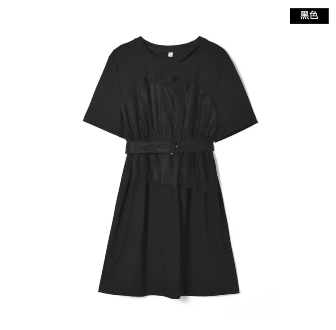 A0510默认没有腰带夏季新款套头圆领系短裙女装连衣裙