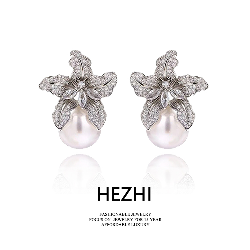 纯铜锆石耳饰 8008轻奢时尚小众法式