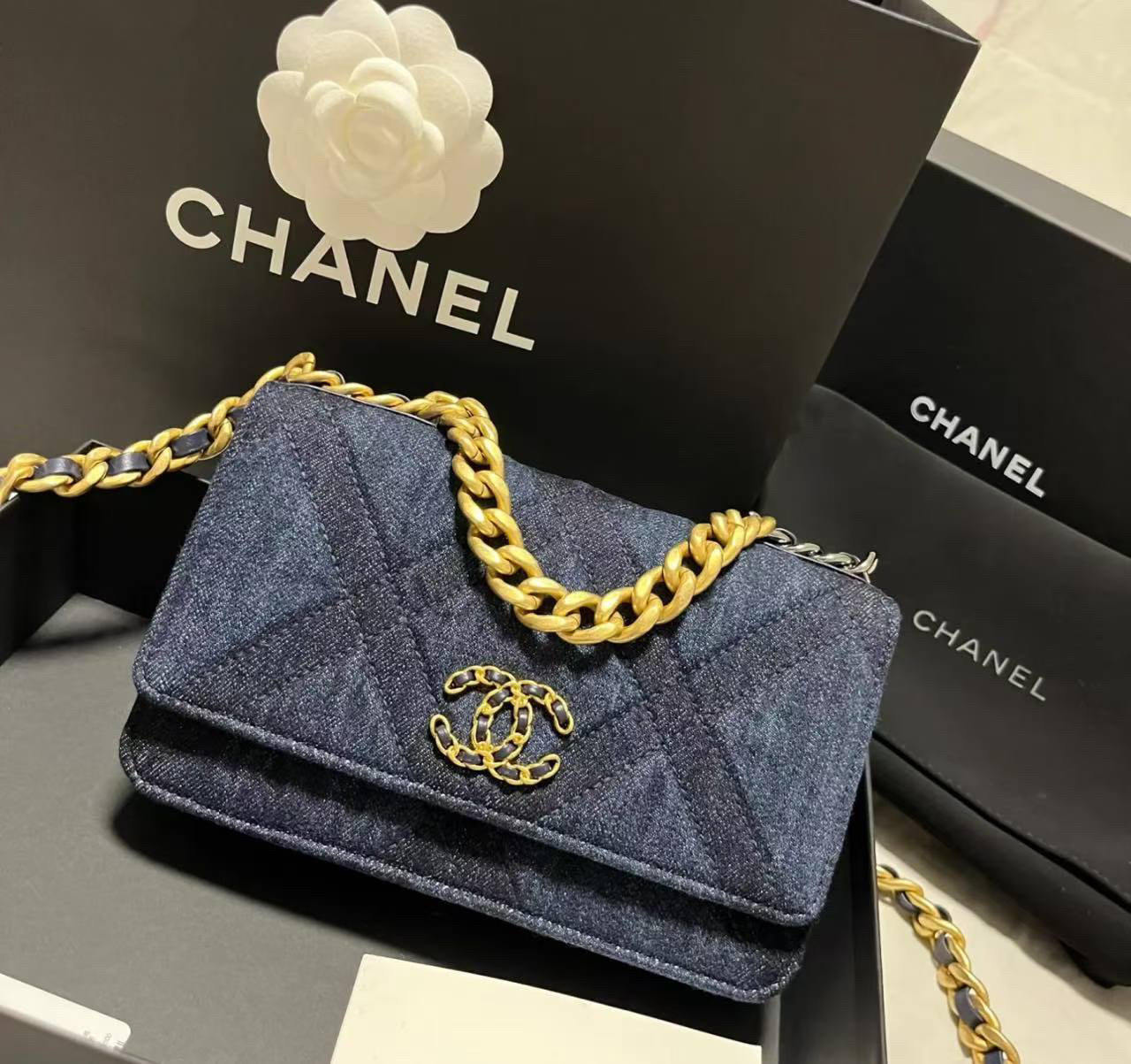 95新 Chanel/香奈儿 多多奢品/香奈儿单宁牛仔19bag斜挎包/98新