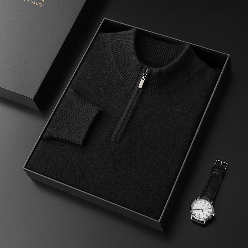 山羊绒男士半拉链羊绒衫