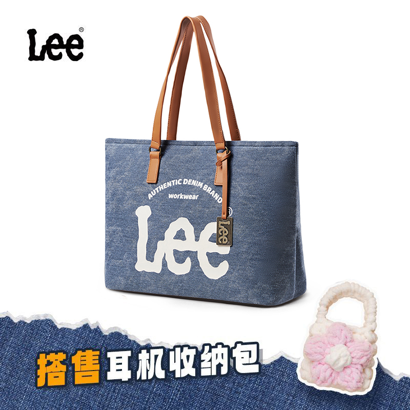 lee官方新款托特包女士大容量学生上课潮流单肩包通勤牛仔手提包