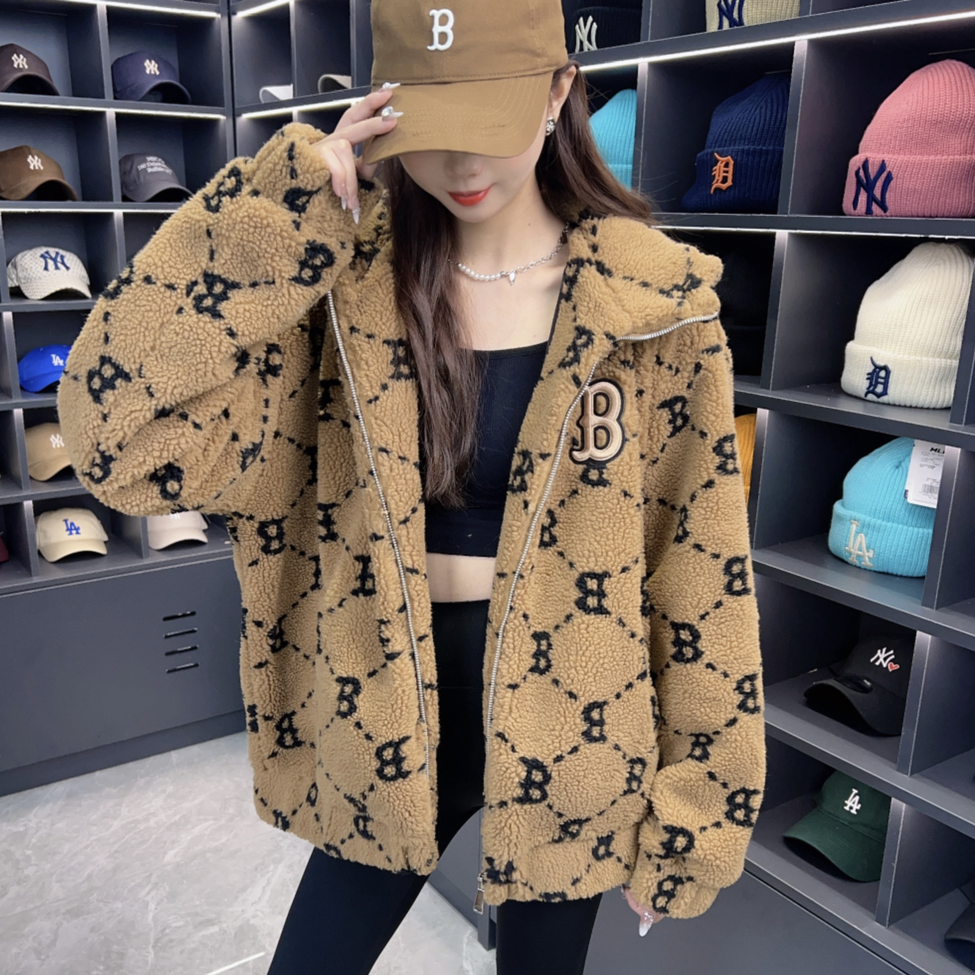 CLNKEL联名款休闲时尚保暖厚款情侣糕糕毛外套117甜2