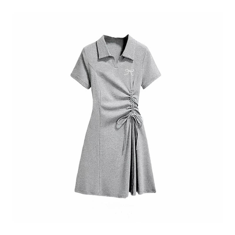 （女装）88271 设计感抽绳收腰修身POLO领短袖连衣裙