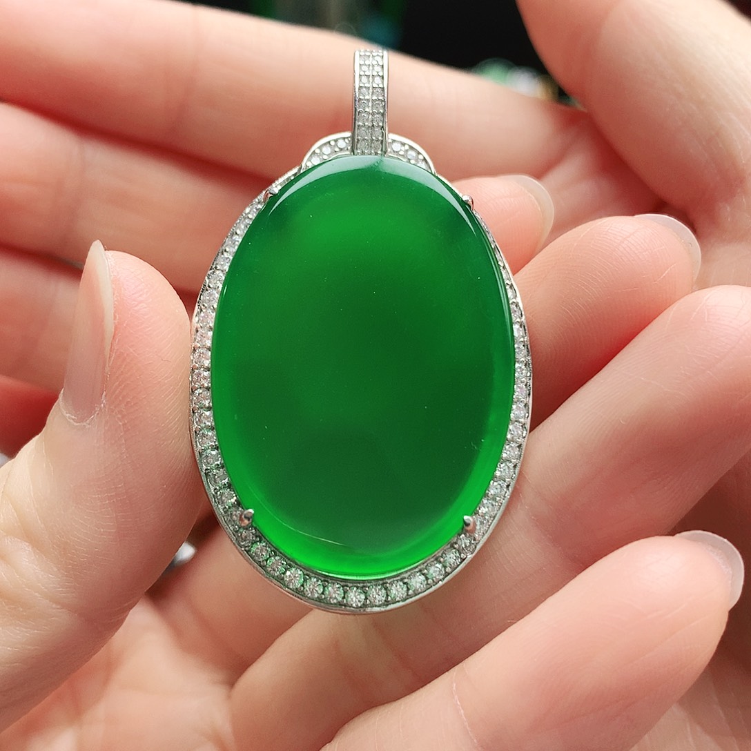 玛瑙/玉髓吊坠银S925镶嵌