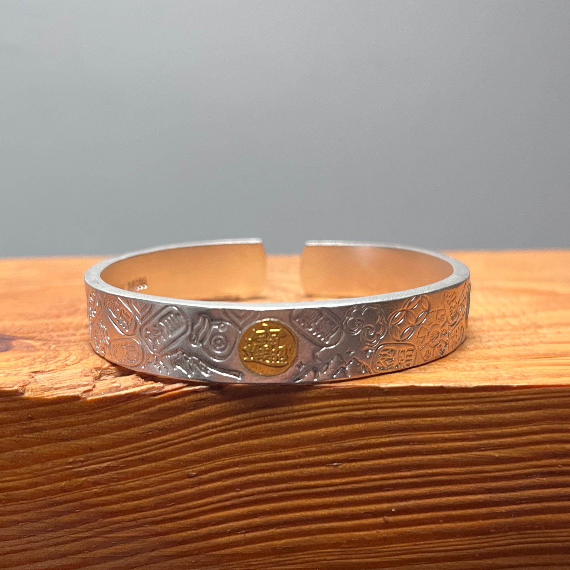 足银手镯 点金吉言手工手镯 足银加送吊牌（±1-2克）吉言套装