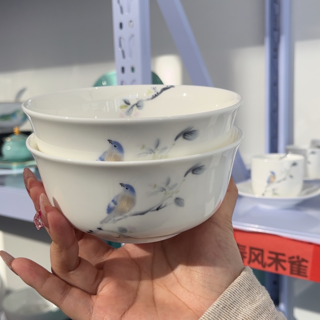 瓷片春风和雀5寸碗2只