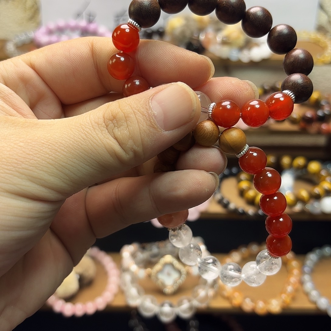 银S925镶嵌手链烟晶