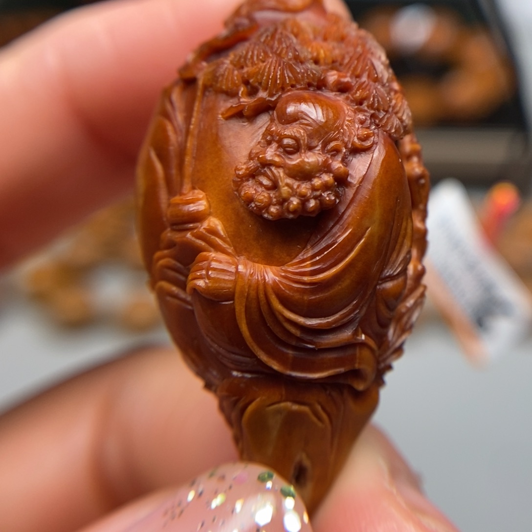 橄榄核吊坠浮雕达摩