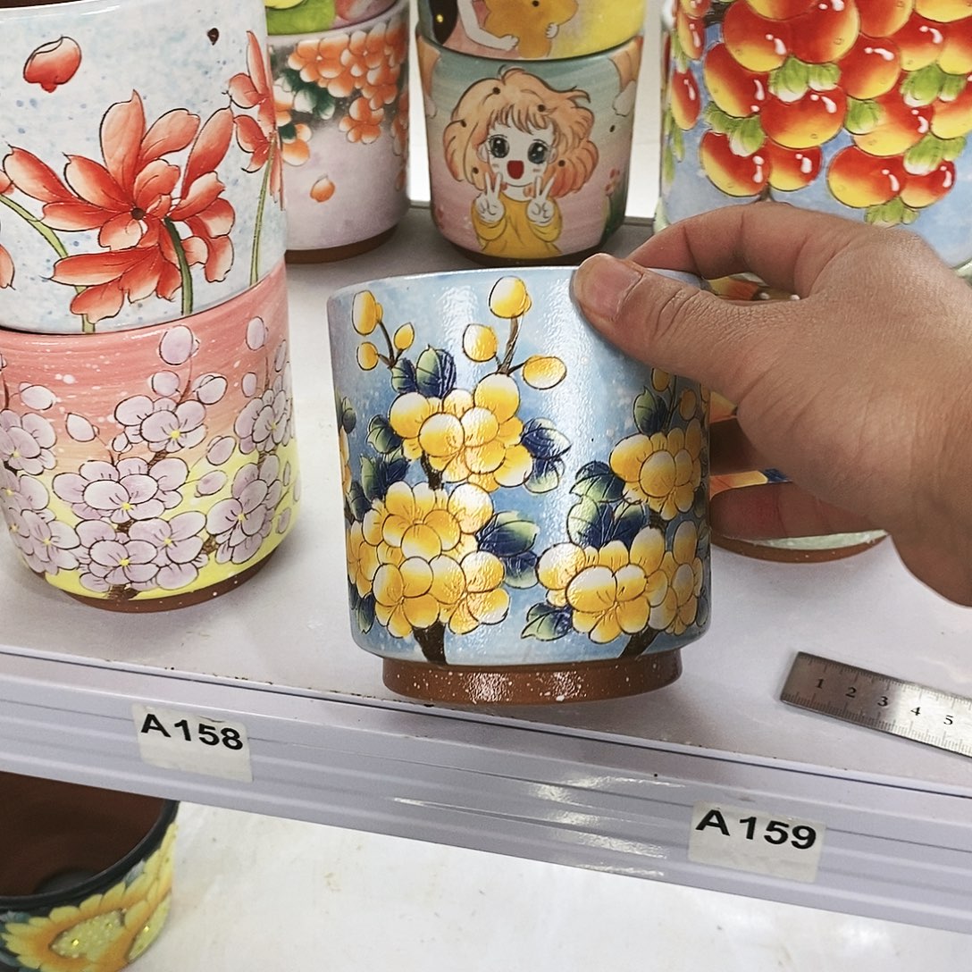 红泥花盆手绘满28包邮